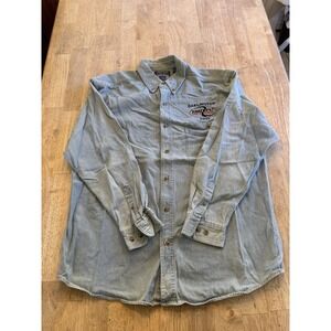 Real Good Denim By All Sport Mens Size Large Light Blue Cotton Denim Long Sleeve